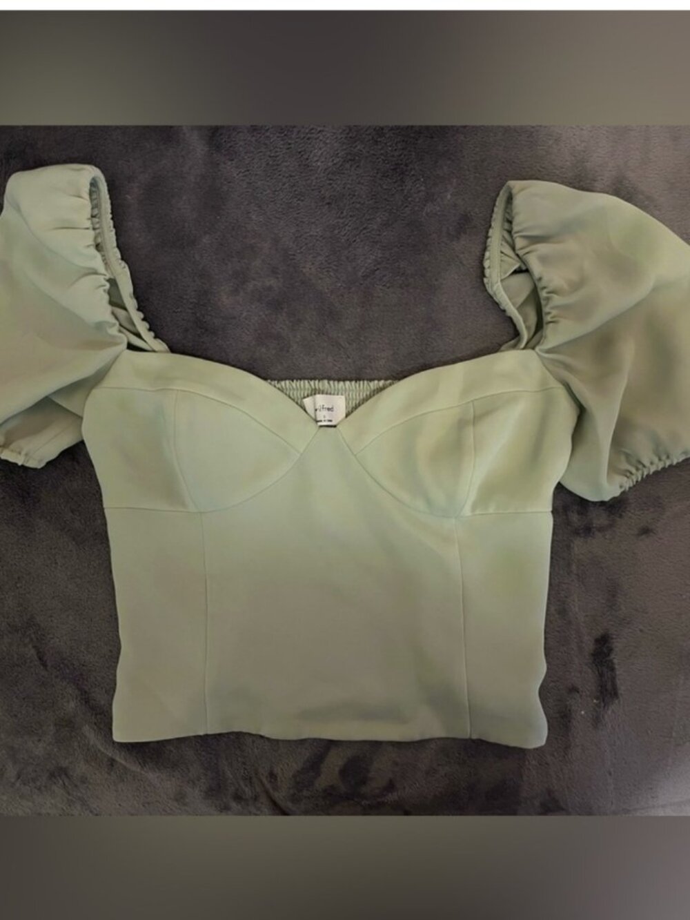 ARITZIA WILFRED "NOVELLA" Puff Sleeve Blouse In Sage Frost
